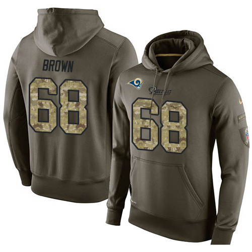 NFL Nike Los Angeles Rams #68 Jamon Brown Green Salute To Service Men's Pullover Hoodie